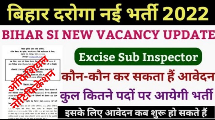 Bihar Excise SI New Vacancy 2022 Notification