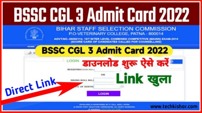 Bihar SSC CGL Admit Card 2022 PDF Download